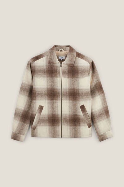 Surchemise &agrave; carreaux doubl&eacute;e en sherpa