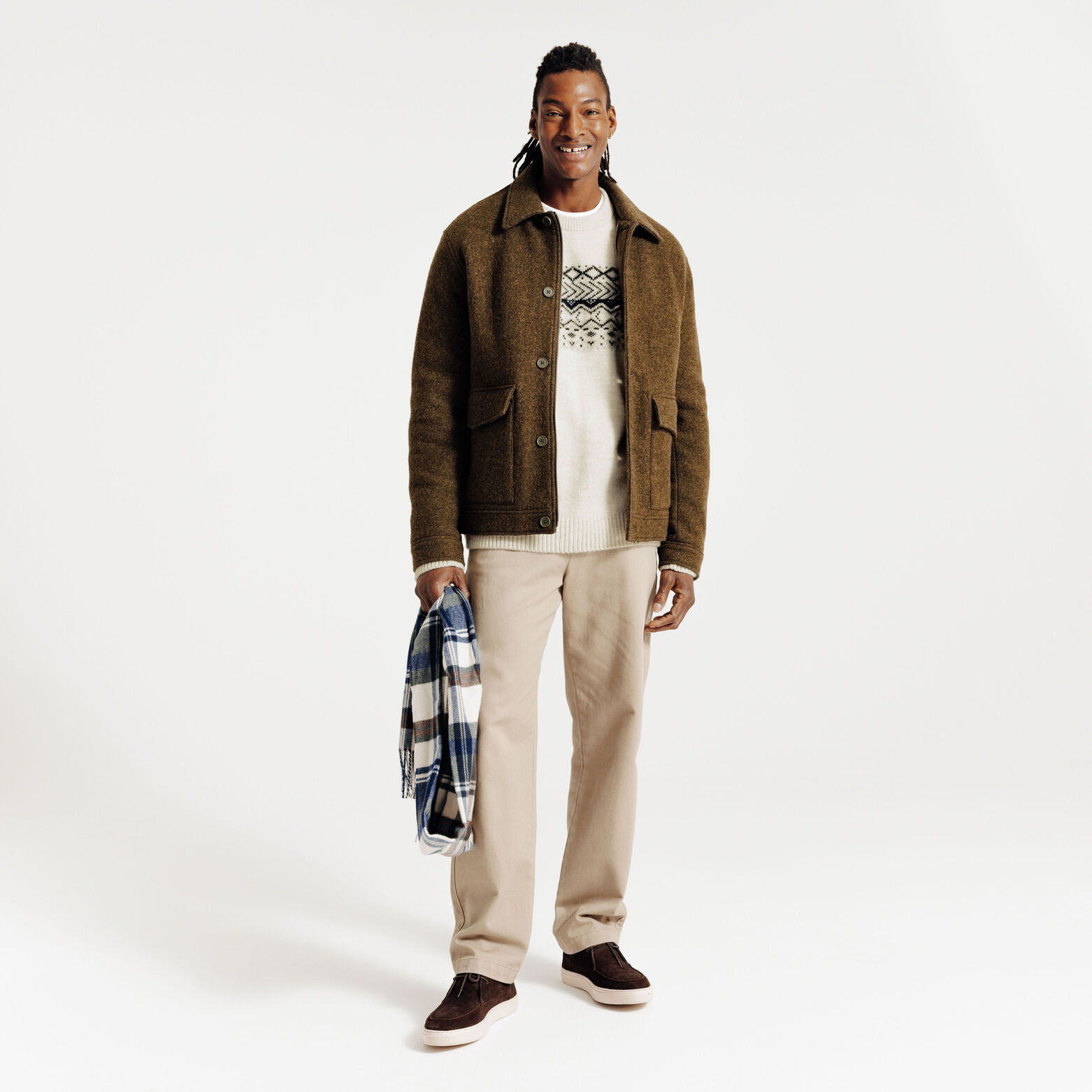 Noorse trui ronde hals in jacquard