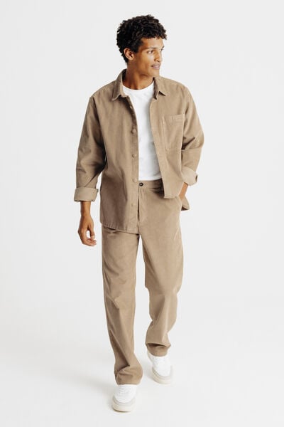 Het pakket overshirt chinobroek in fluweel - Beige