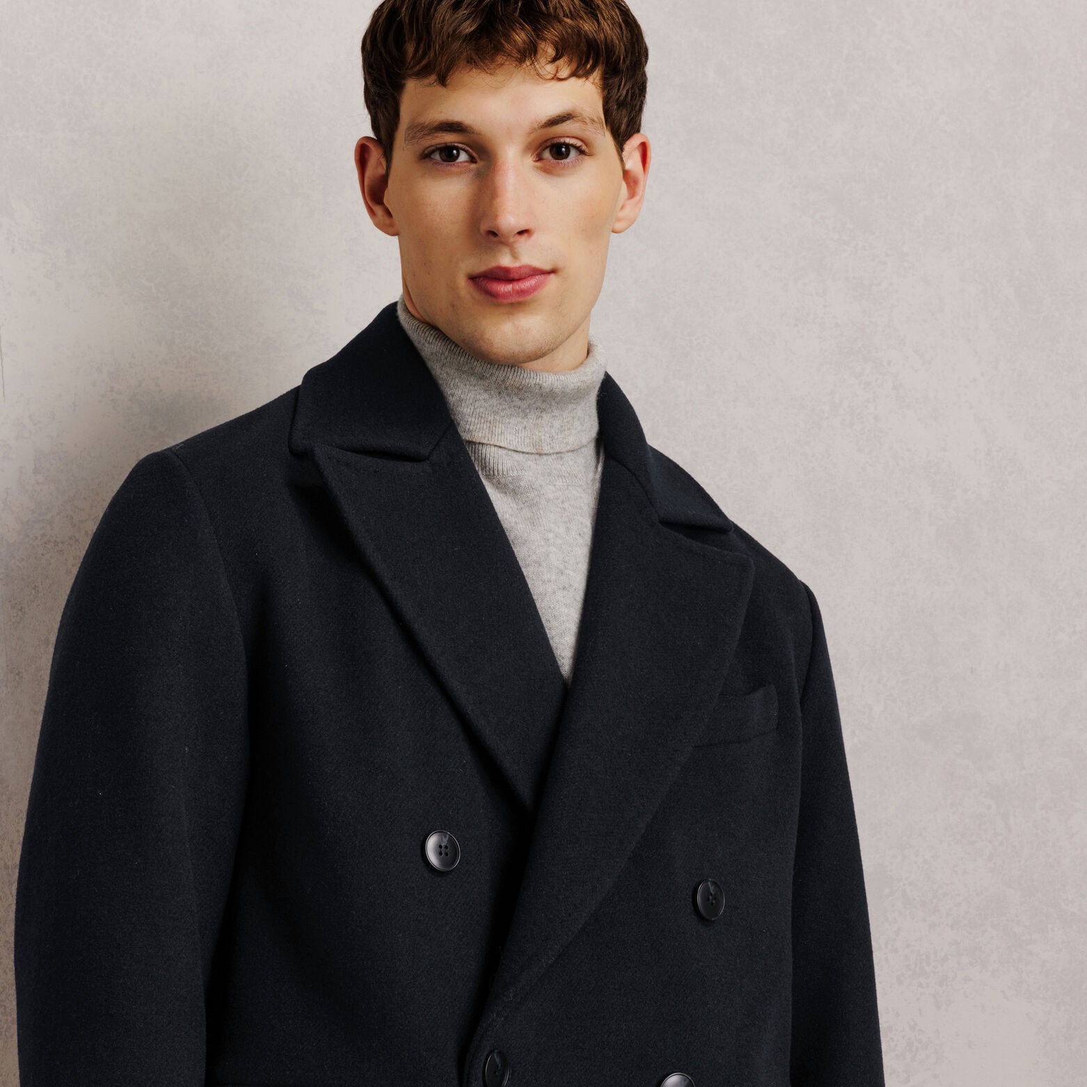 Manteau long crois&eacute; laine majoritaire