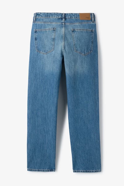 Jean loose avec abrasion d&eacute;lav&eacute; 100% coton