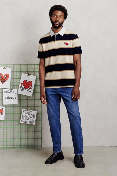 Geborduurde polo korte mouwen licentie Keith Harin