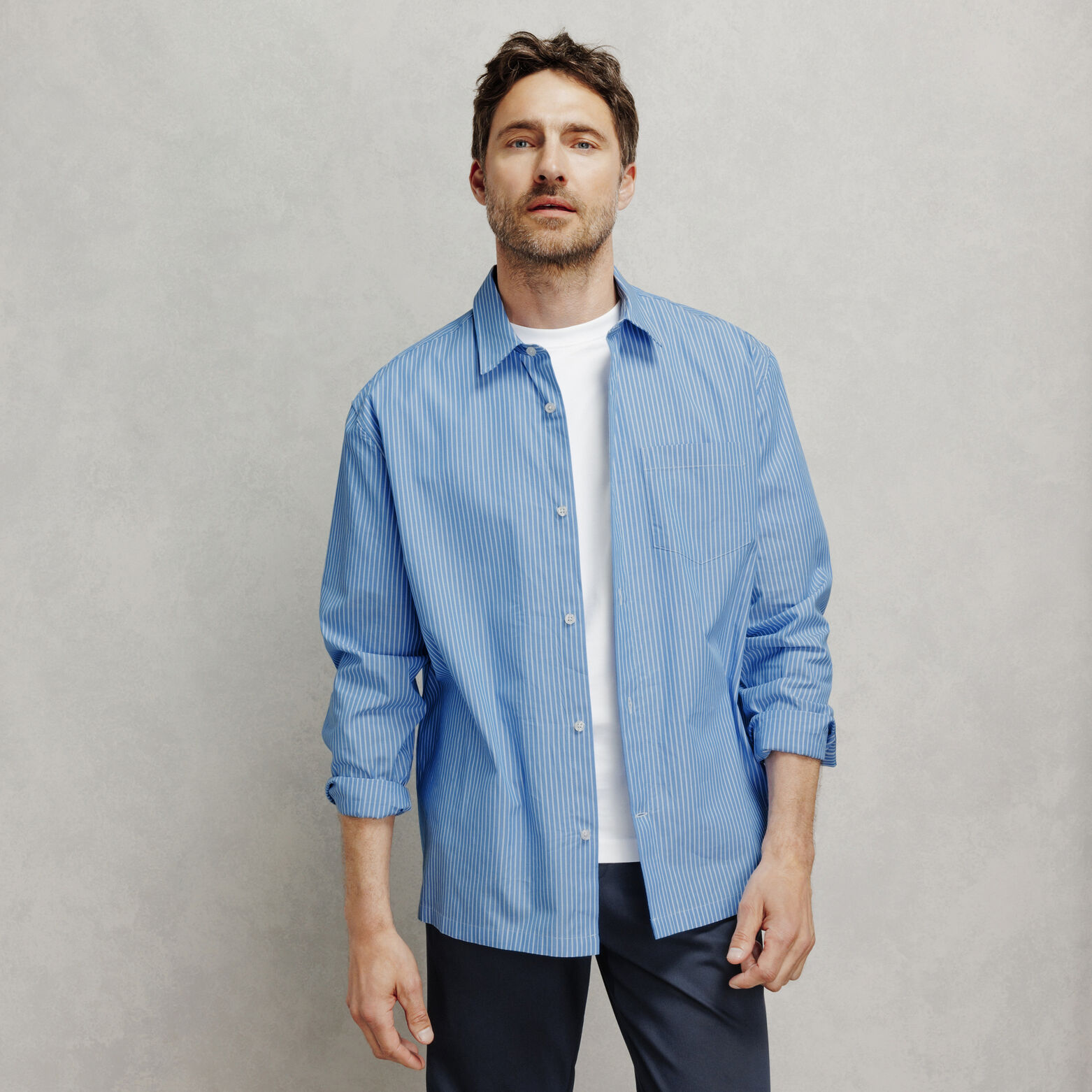 Chemise en coton boxy ray&eacute;e
