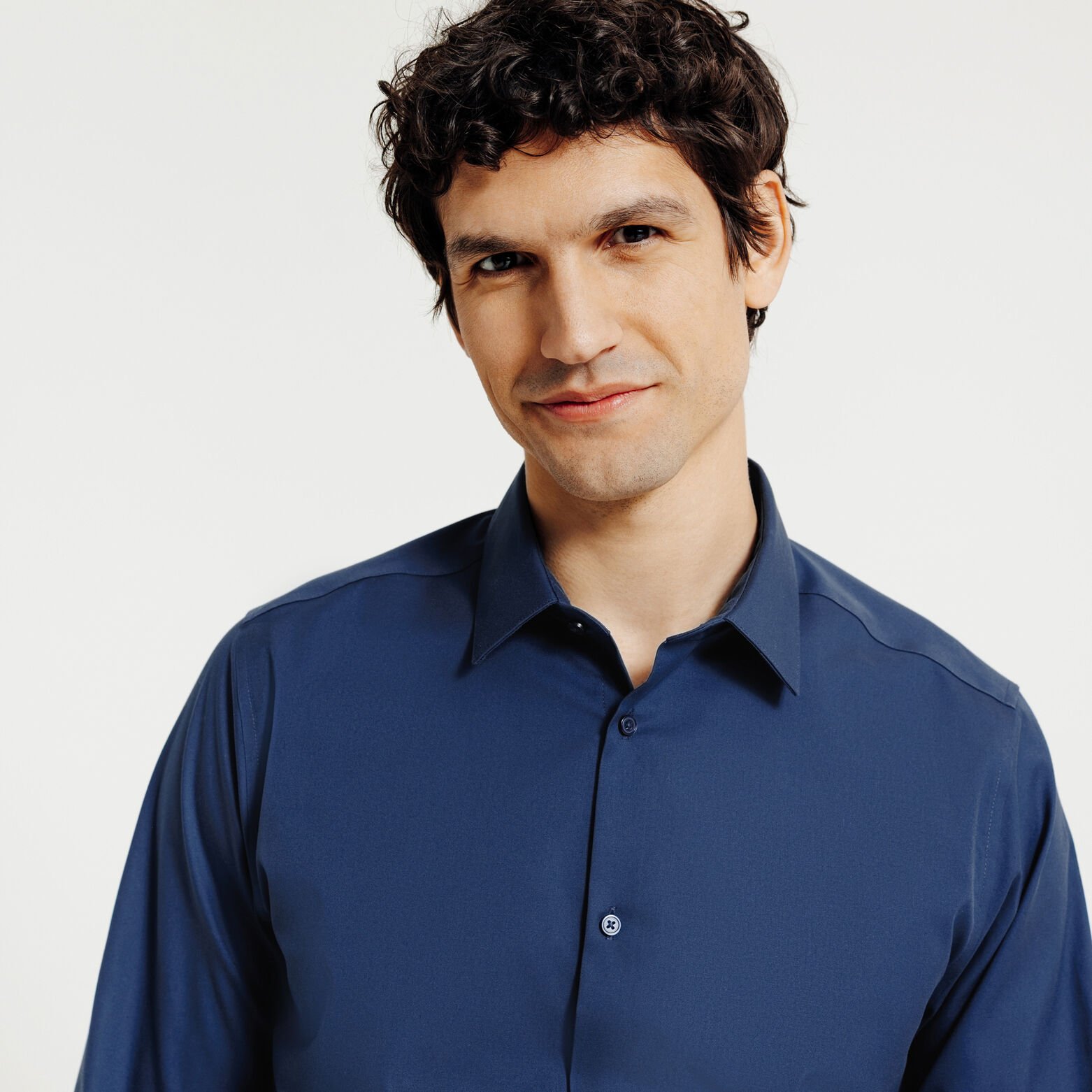 Strijkvrij regular fit hemd in katoen