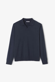 Polo en maille manches longues col resort