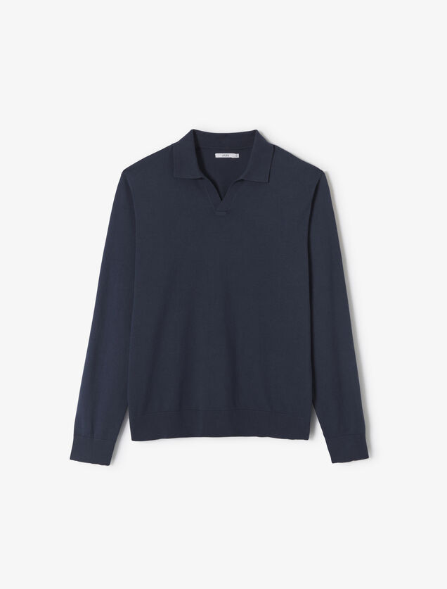 Polo en maille manches longues col resort