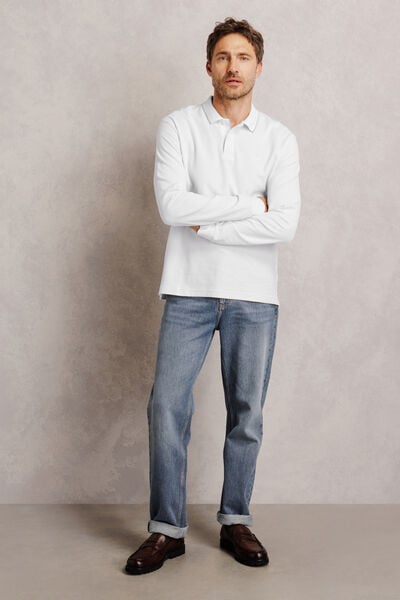 Polo manches longues piqu&eacute; uni