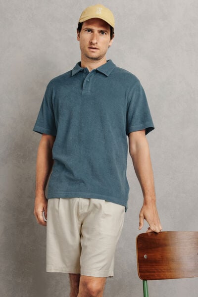 Polo manches courtes uni mati&egrave;re &eacute;ponge