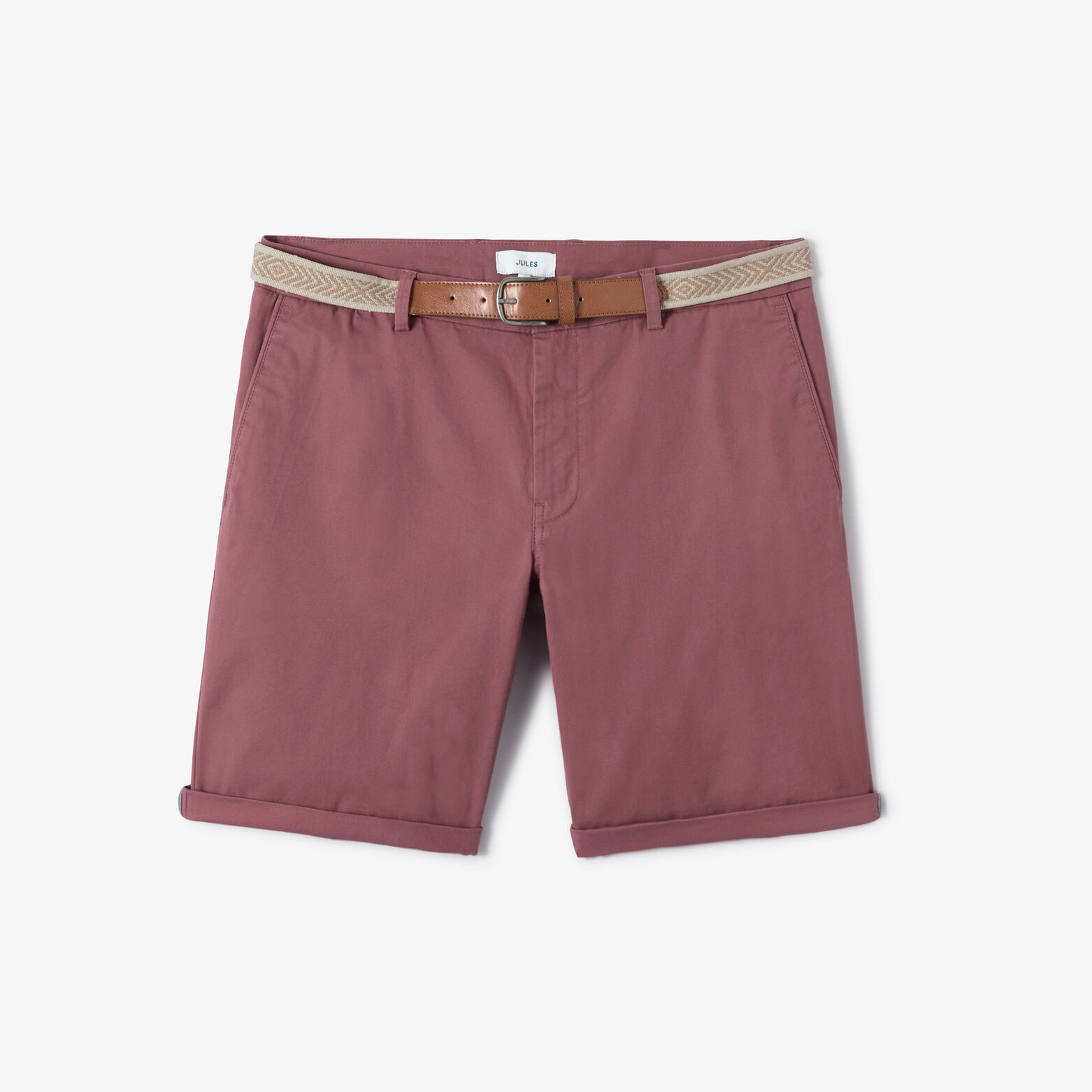 Bermuda chino slim uni avec ceinture