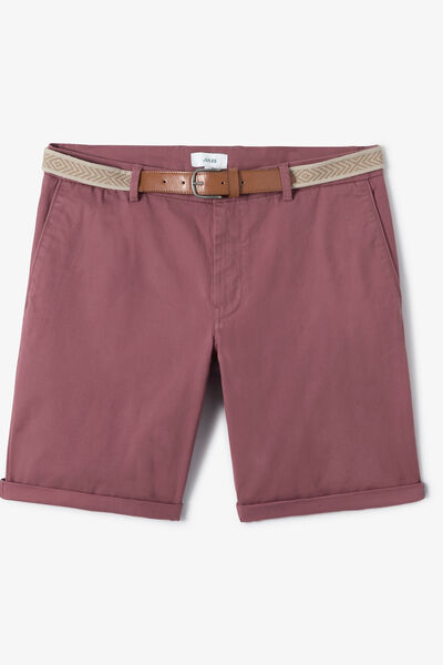 Bermuda chino slim uni avec ceinture