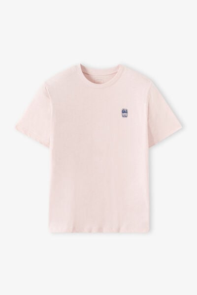 T-shirt in gevlamde stof met borduursel op de bors