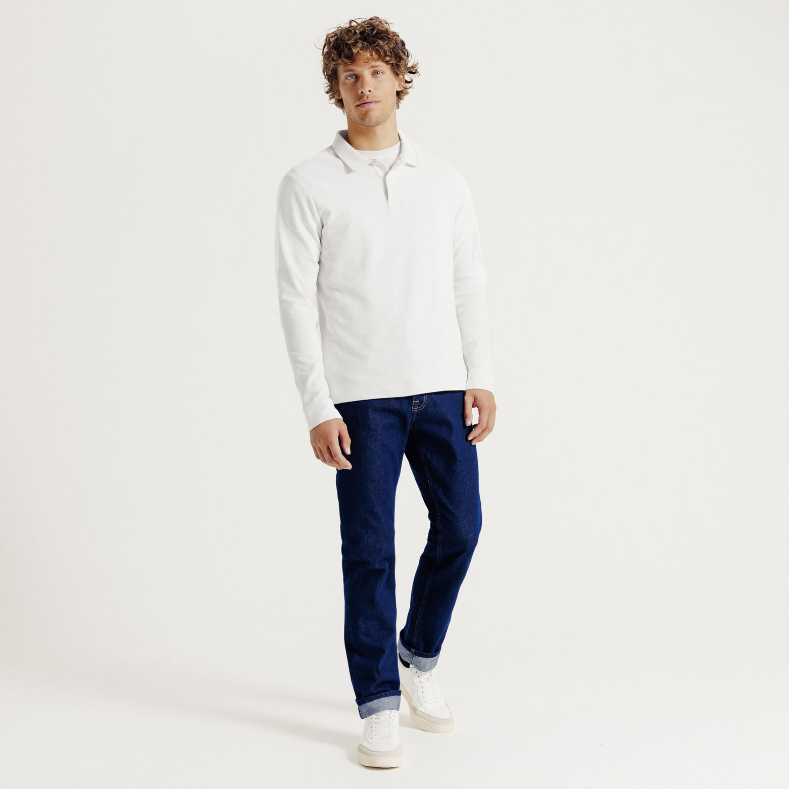 Polo manches longues piqué uni