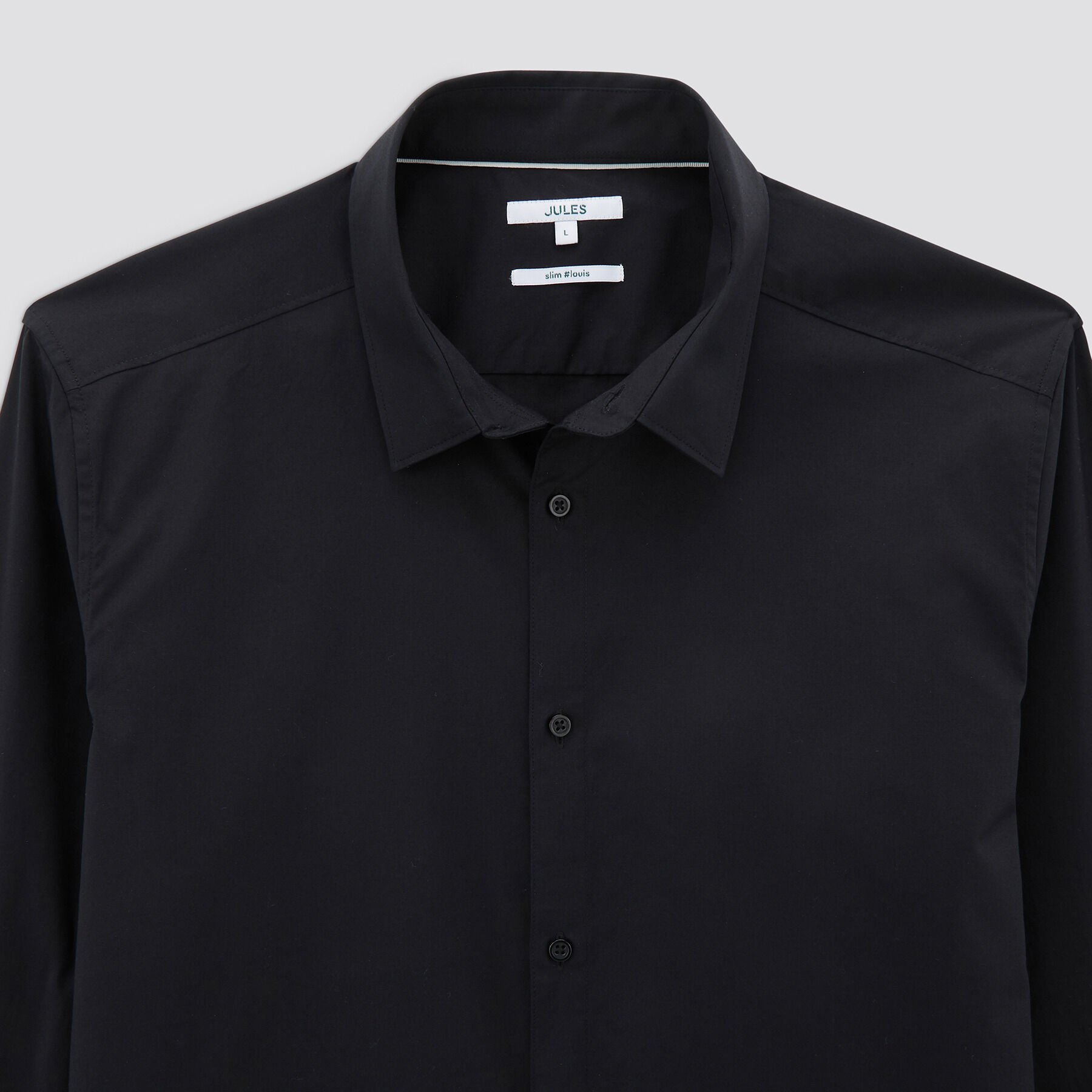 Chemise slim unie coton biologique Noir Jules