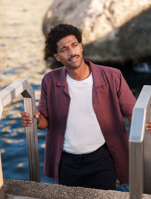 Chemisette en gaze de coton col requin