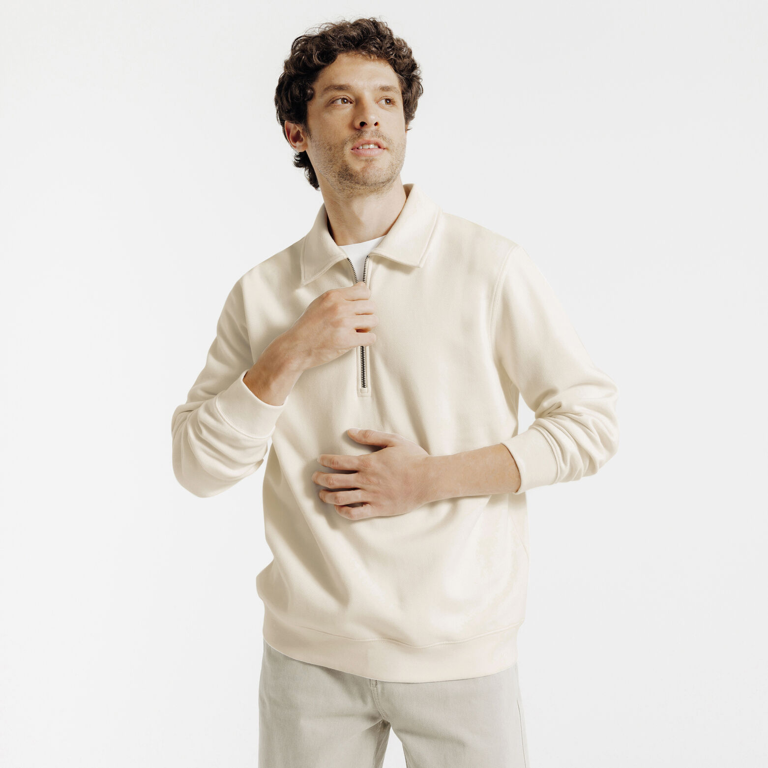 Sweat col polo zippé