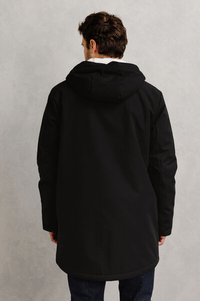 Parka longue &agrave; capuche doubl&eacute;e en sherpa