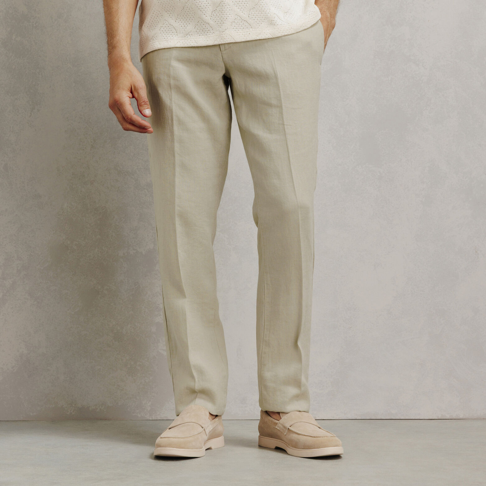 Pantalon chino straight 100% lin