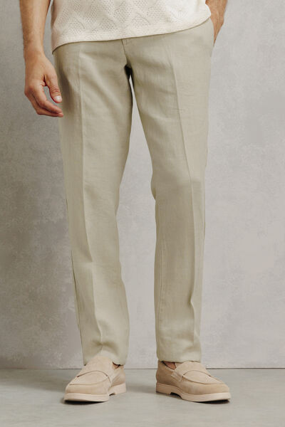 Straight fit chinobroek in 100% linnen