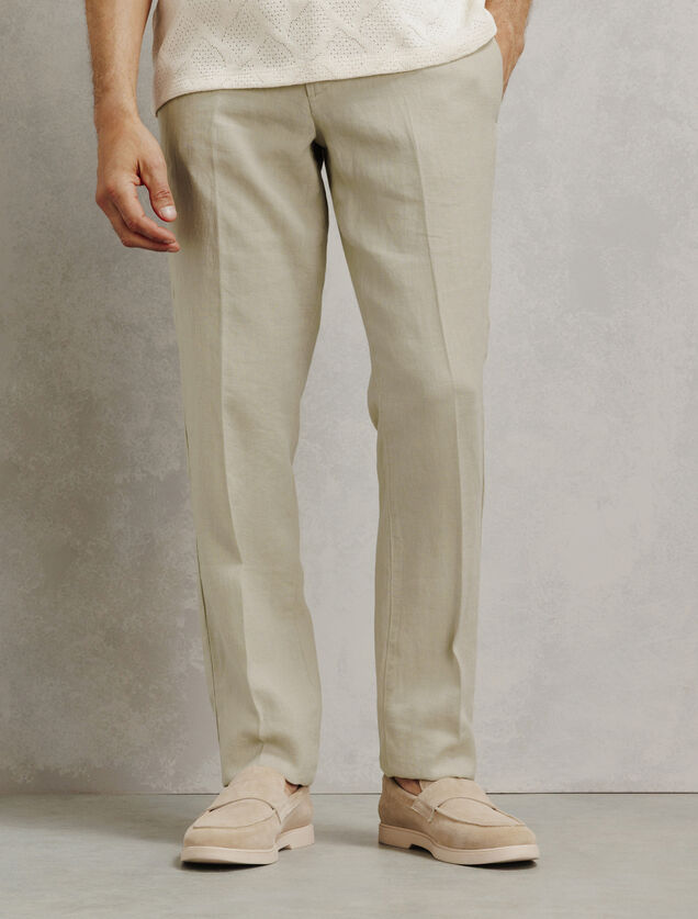 Straight fit chinobroek in 100% linnen