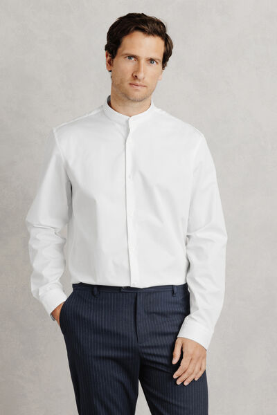 Chemise en coton col mao regular unie