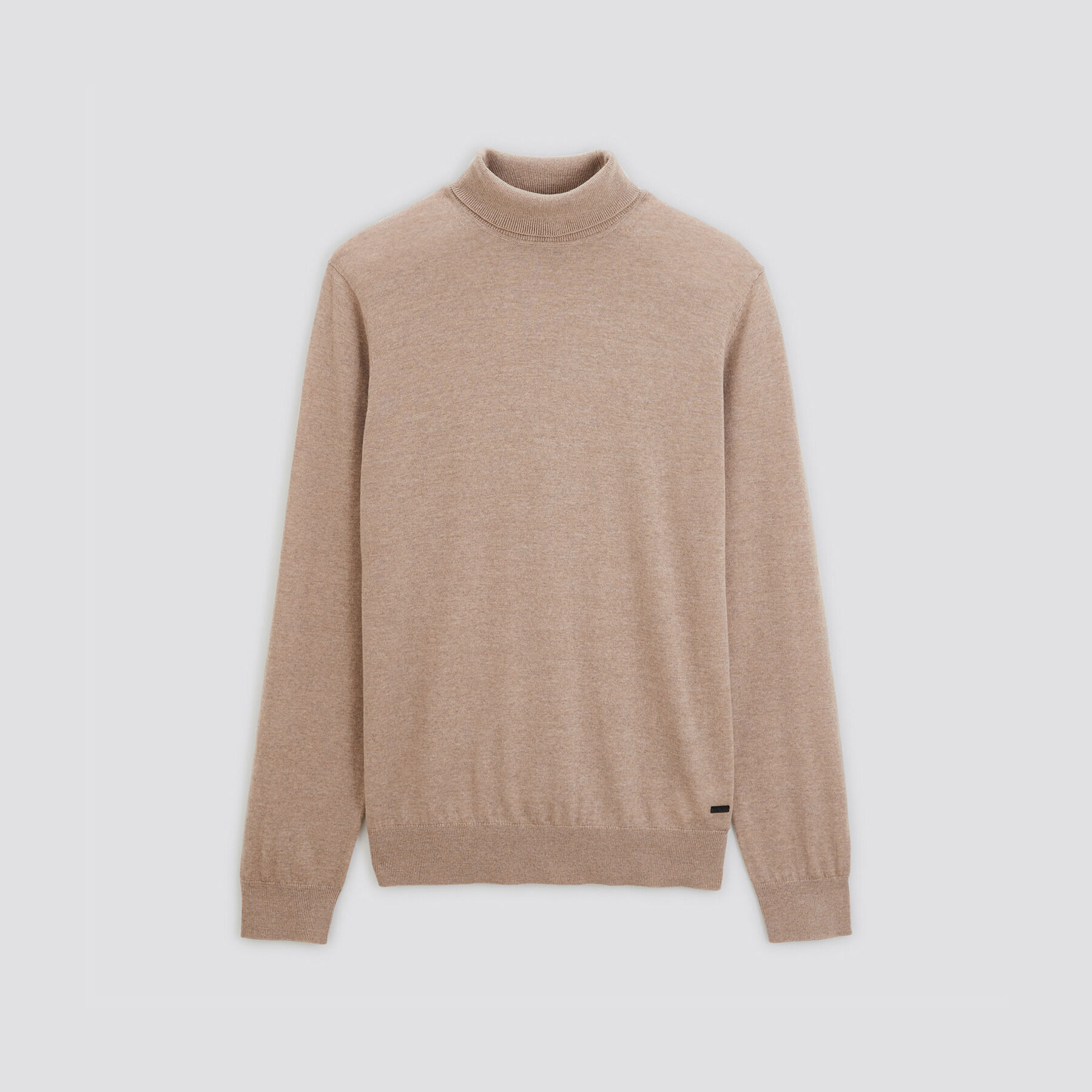 Pull col best sale roulé homme beige