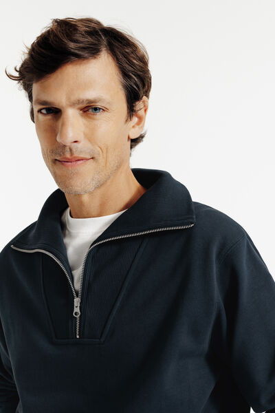 Sweater truckerskraag met rits