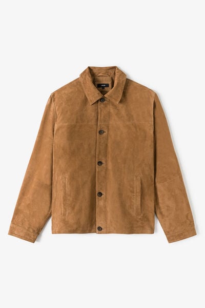 Blouson en cuir boutonn&eacute;