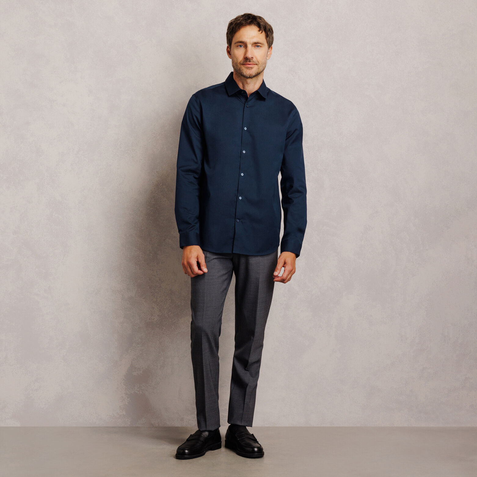 Chemise 100% coton slim sans repassage unie