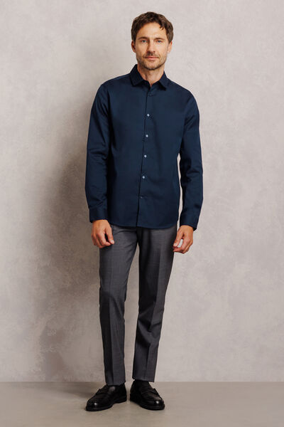 Chemise 100% coton slim sans repassage unie