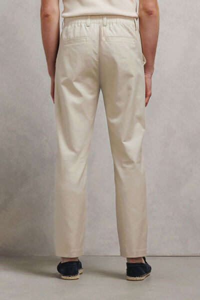 Pantalon chino coton lin tapered