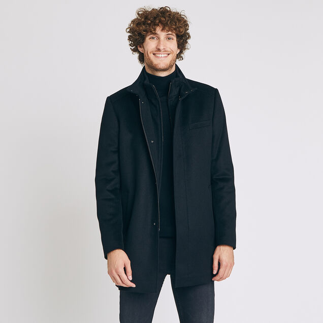 Manteau zippé en laine