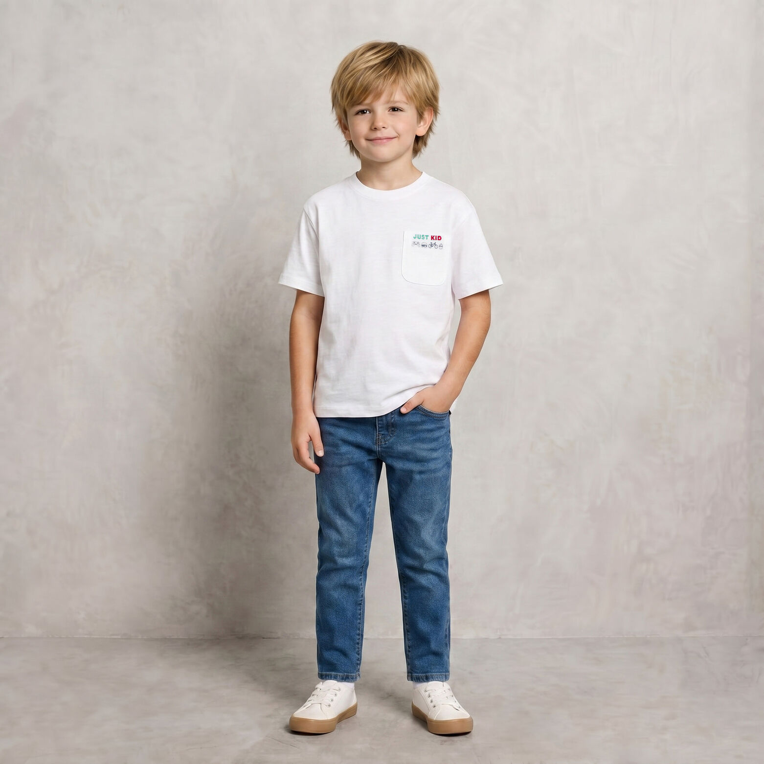 Ensemble t-shirt f&ecirc;te des p&egrave;res "Just Kid" - Blanc