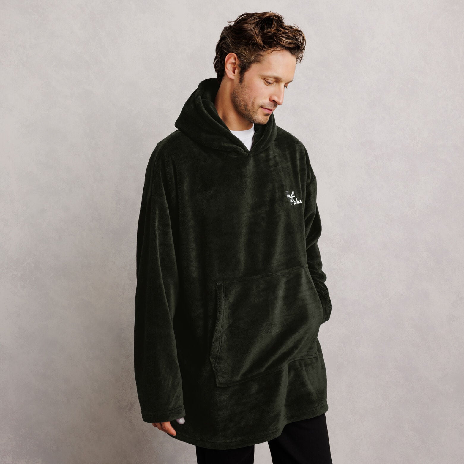 Sweat plaid &agrave; capuche brod&eacute;