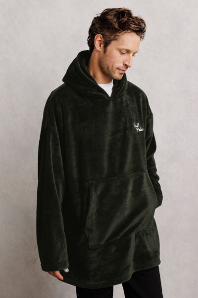 Sweat plaid &agrave; capuche brod&eacute;