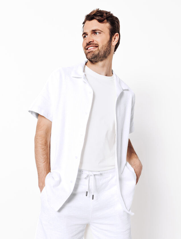 Chemisette en maille boucl&eacute;e col requin