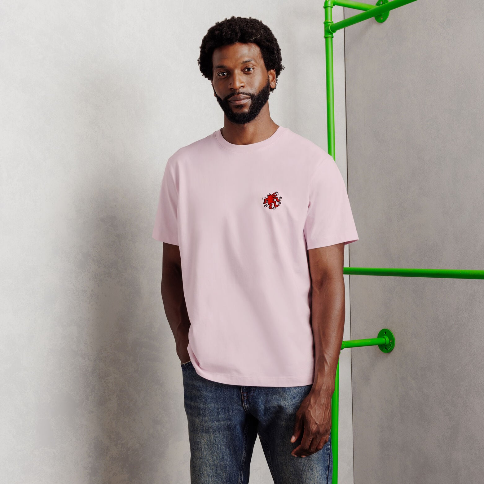 Geborduurd T-shirt relax licentie Keith Haring