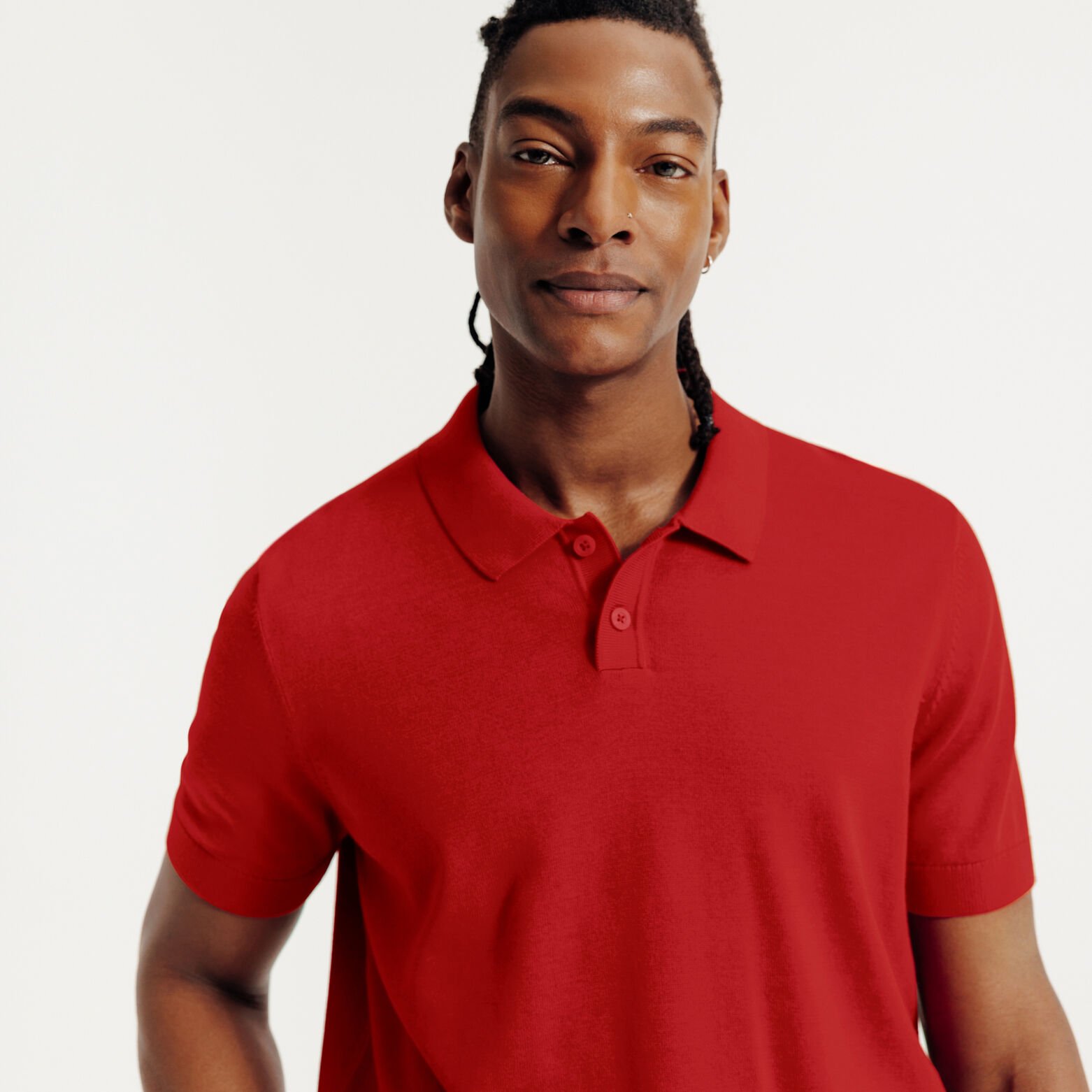 Polo en maille manches courtes col boutonn&eacute;