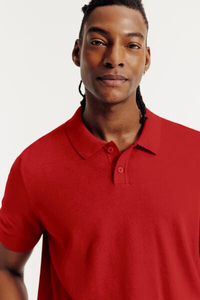Polo en maille manches courtes col boutonn&eacute;