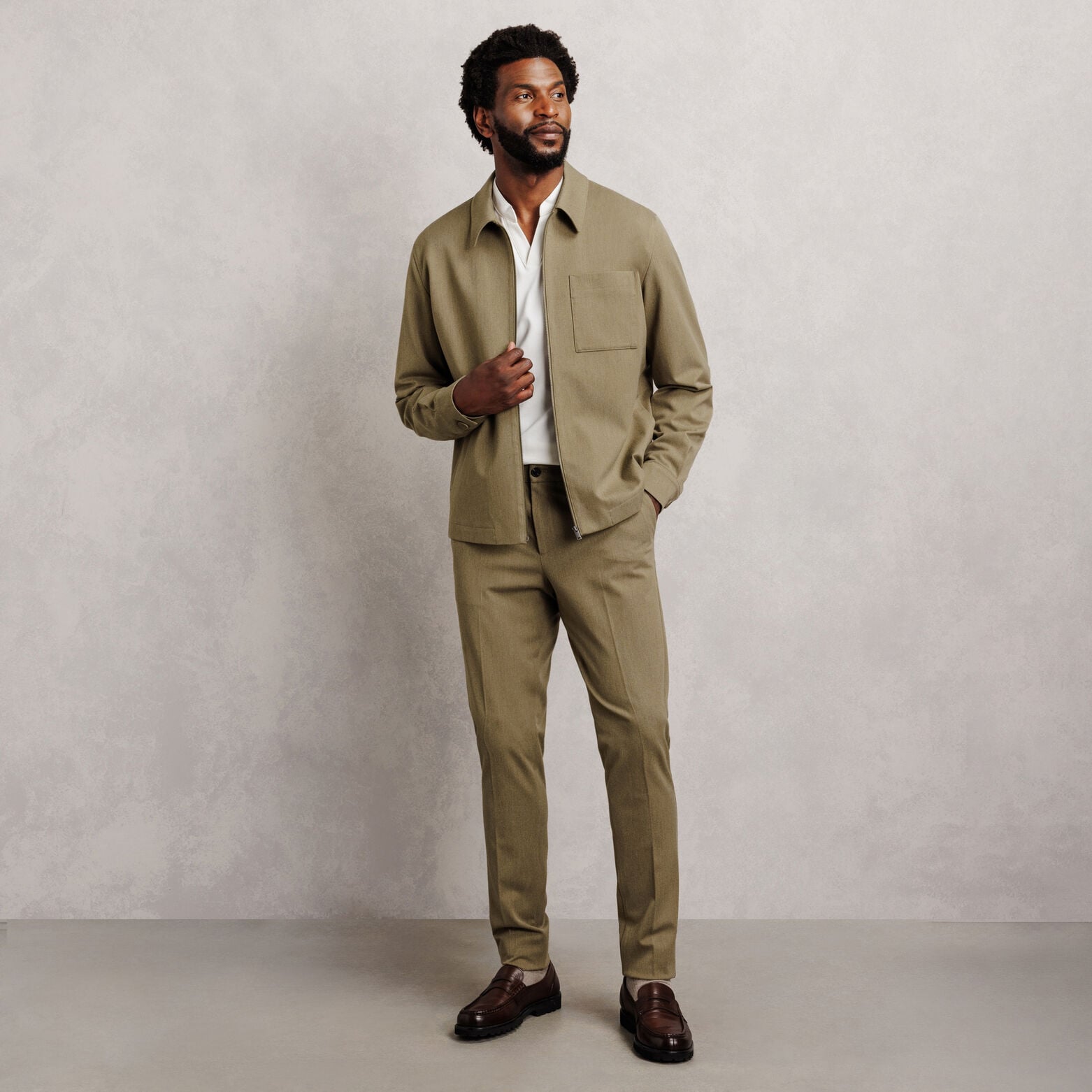 Pantalon chino slim en flanelle