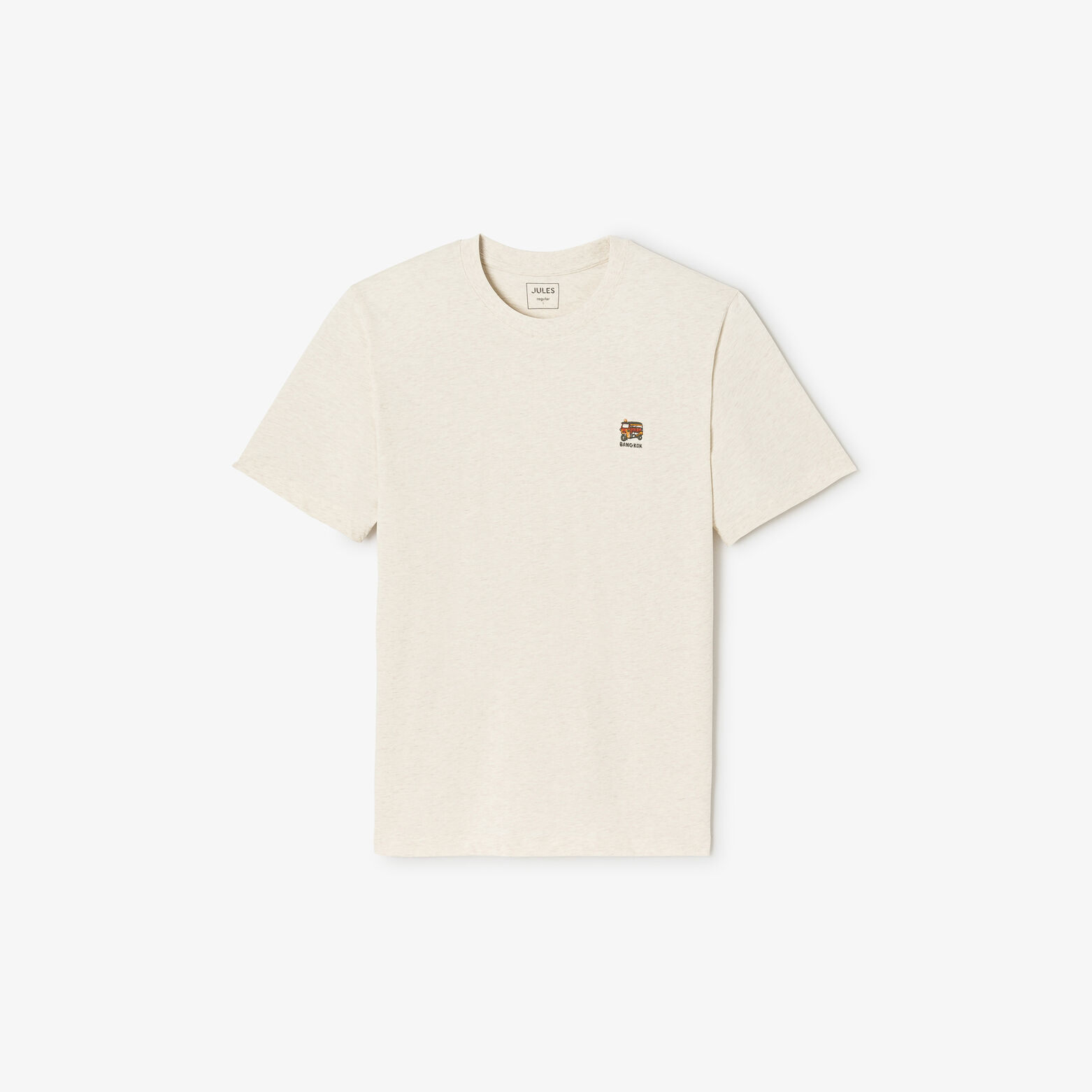 Tee shirt chiné brodé col rond