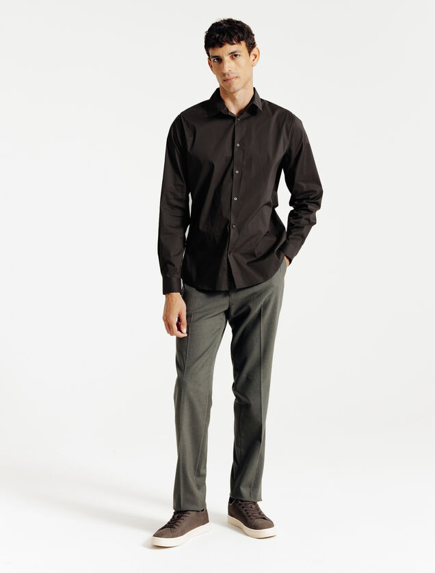 Chemise slim unie coton