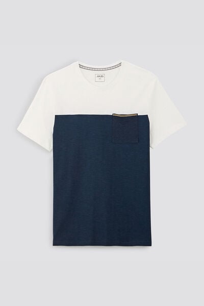 Colorblock T-shirt met zak en print