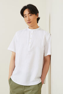 Chemisette enfilage t&ecirc;te regular unie en coton lin