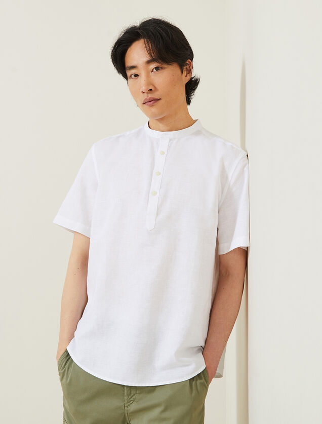 Chemisette enfilage t&ecirc;te regular unie en coton lin