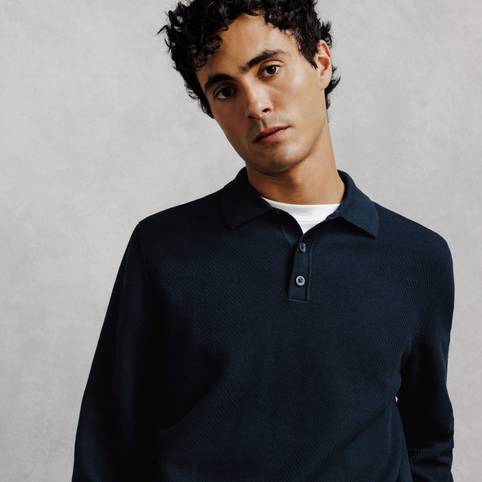 Pull col polo boutonn&eacute; fantaisie