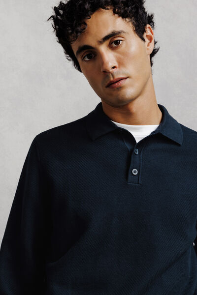 Pull col polo boutonn&eacute; fantaisie