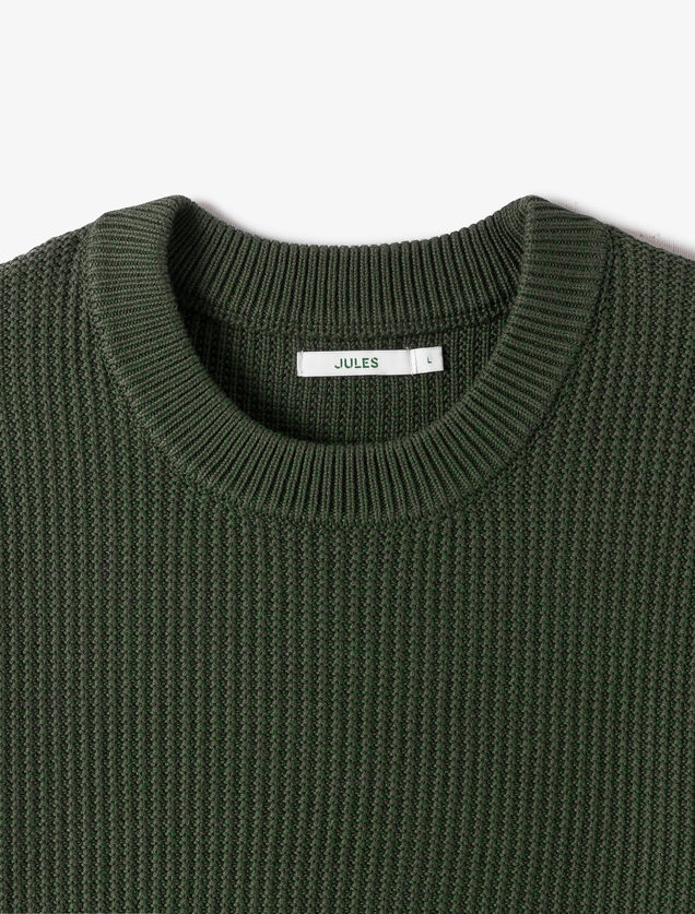 Trui ronde hals in fantasie-stekenpatroon