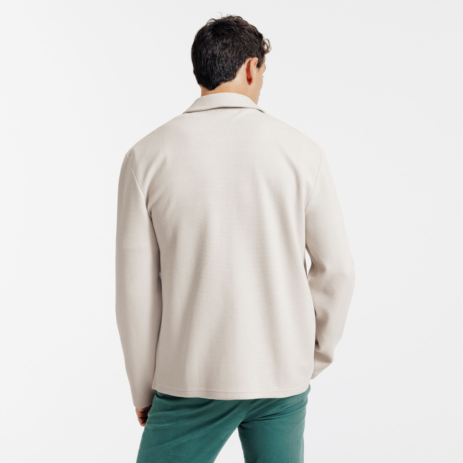 Sweat col chemise gaufr&eacute;