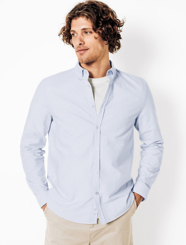 Chemise oxford en coton rayée