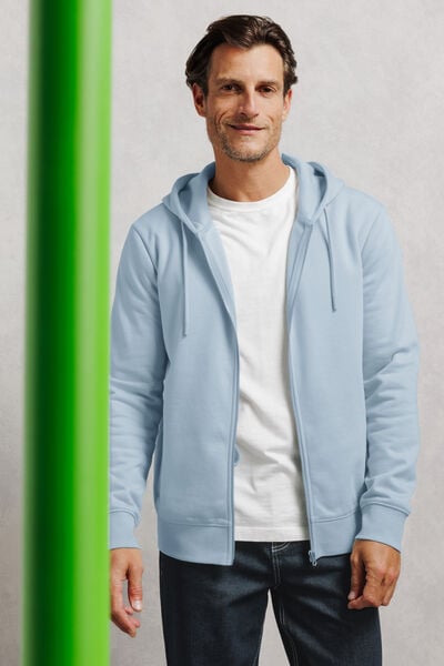 Sweat &agrave; capuche zipp&eacute; molleton uni